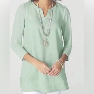 J.Jill Mint Green/Blue 100% Linen Tunic